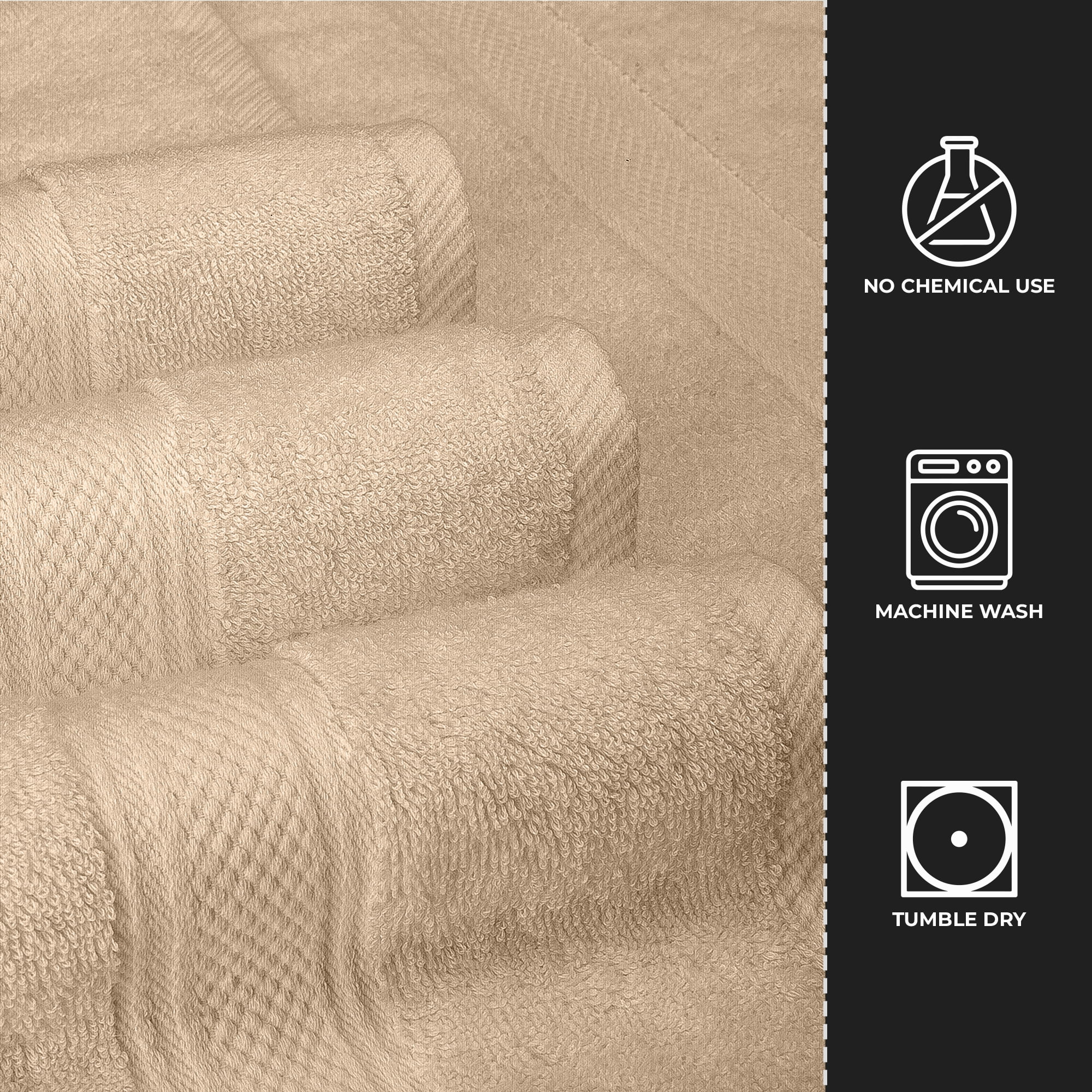HOMES PERCEPTION 6 Count Solid Print Towels & Washcloths Set Tan