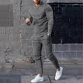thumbnail image 1 of TIMIFIS Men's Tracksuit 2 Piece Sweatsuit Workout Long Sleeve Solid Color Suit Round Neck Long Sleeve T-Shirt Trousers Tight Two Piece SetFall, 1 of 5