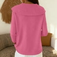 thumbnail image 4 of Long Sleeve Sweaters for Women Shawl Collar Knit Top Casual Loose Pullover Pink L, 4 of 5