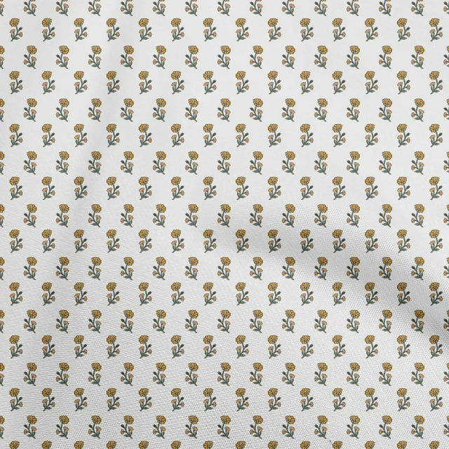 oneOone Rayon Yellow Fabric Asian Floral Block Sewing Material Print Fabric By The Yard 56 Inch Wide