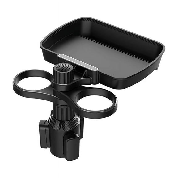 Dual Cup Holder Expander Adjustable for 360°Rotating Multifunctional Car Seat Snack Tray Drink
