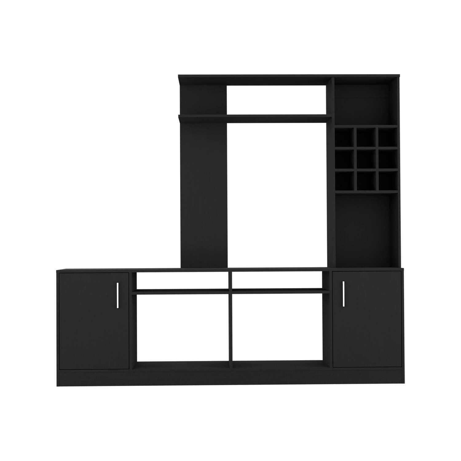 FM FURNITURE Vibrant Entertainment Center For TV?s up 78", Double Doors Cabinet, Storage Spaces, Six External Shelves