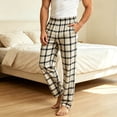 thumbnail image 2 of Zenithor Men's Pajama Pants Soft Comfortable Plaid Sleeping Bottoms Drawstring Elastic Waist Loungewear Winter Warmth,S-XL Khaki, 2 of 8