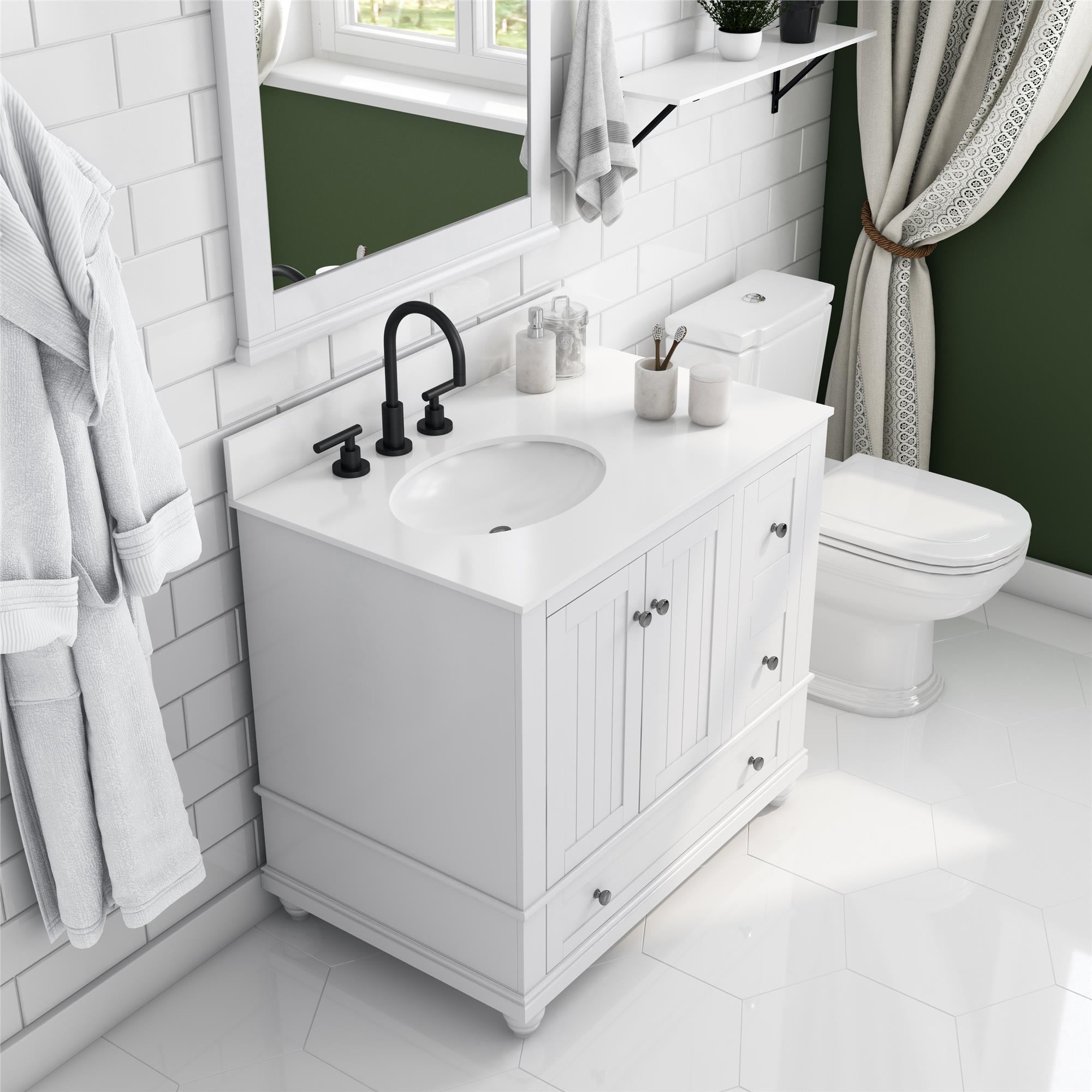 DHP Monteray Beach 36 Inch Bathroom Vanity with Sink, White