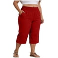 thumbnail image 5 of Diufon Womens Plus Size Capri Pants Summer Elastic High Waist Comfy Capris with Pockets Vacation Beach Trousers, 5 of 9