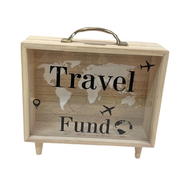Hucha de madera con patas, adorno decorativo de moda, caja de ahorro viajar