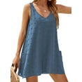 thumbnail image 3 of UVN Summer Swimsuit Coverups for Women Bathing Suit Ladies Pom Pom Beach V Neck Tank Dress with Pockets, 3 of 8