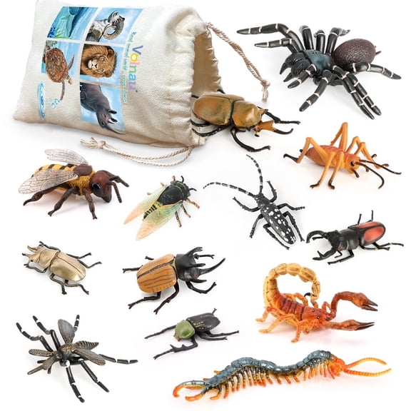 Volnau Insect Toys Figurines 13PCS Bug Toys Figure Pack Decorations Educational Cicada Bee Spider