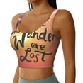 thumbnail image 2 of Goofa Not All Who Wander Are Lost Printed Sports Bras for Women, High Impact Running Bra Workout Crop Tank Tops Longline Sports Bra Push up-Medium, 2 of 9