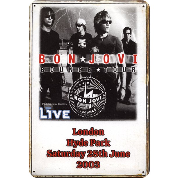 Placa Metal Vintage Banda Bonjov Pintura Hierro Rectangular Arte La Pared 20x30cm