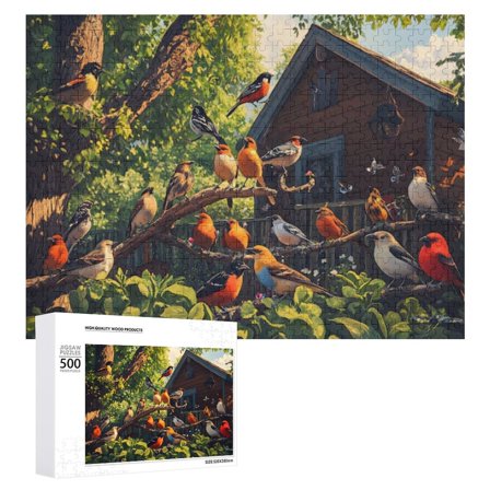 Colorful 500 Piece Bird Puzzle for Adults, Hard Challenge Jigsaw for Family, Perfectly Fitting Pieces