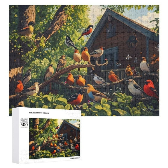 Colorful 500 Piece Bird Puzzle for Adults, Hard Challenge Jigsaw for Family, Perfectly Fitting Pieces