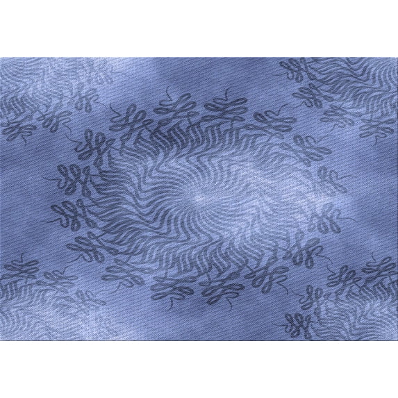 Ahgly Company Machine Washable Indoor Rectangle Transitional Sky Blue Area Rugs, 7' x 9'
