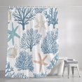 thumbnail image 3 of Light Blue Coral Coastal Shower Curtains for Bathroom, Summer Beach Starfish Shell Waterproof Fabric Shower Curtain, Decorative Bathroom Curtain for Bathtub, 72"x84" , No Hooks Included, 3 of 9