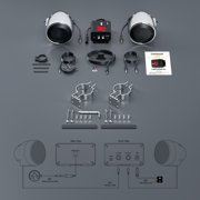 GoHawk TN4-R 4 Waterproof Motorcycle Bluetooth Speakers Stereo Amplifier Audio System Harley Touring Cruiser ATV 4-Wheeler FM Radio Chrome