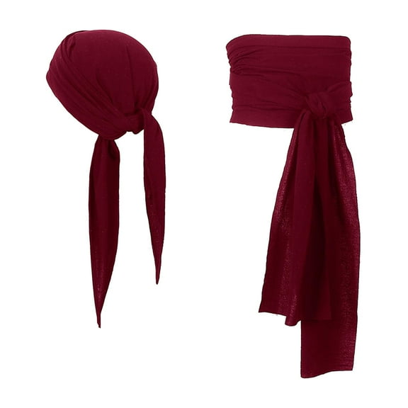 Abbraccia Pirate Head Scarf Hat Dress up Pirate Bandana for Role Play Photography Birthday Dark Red