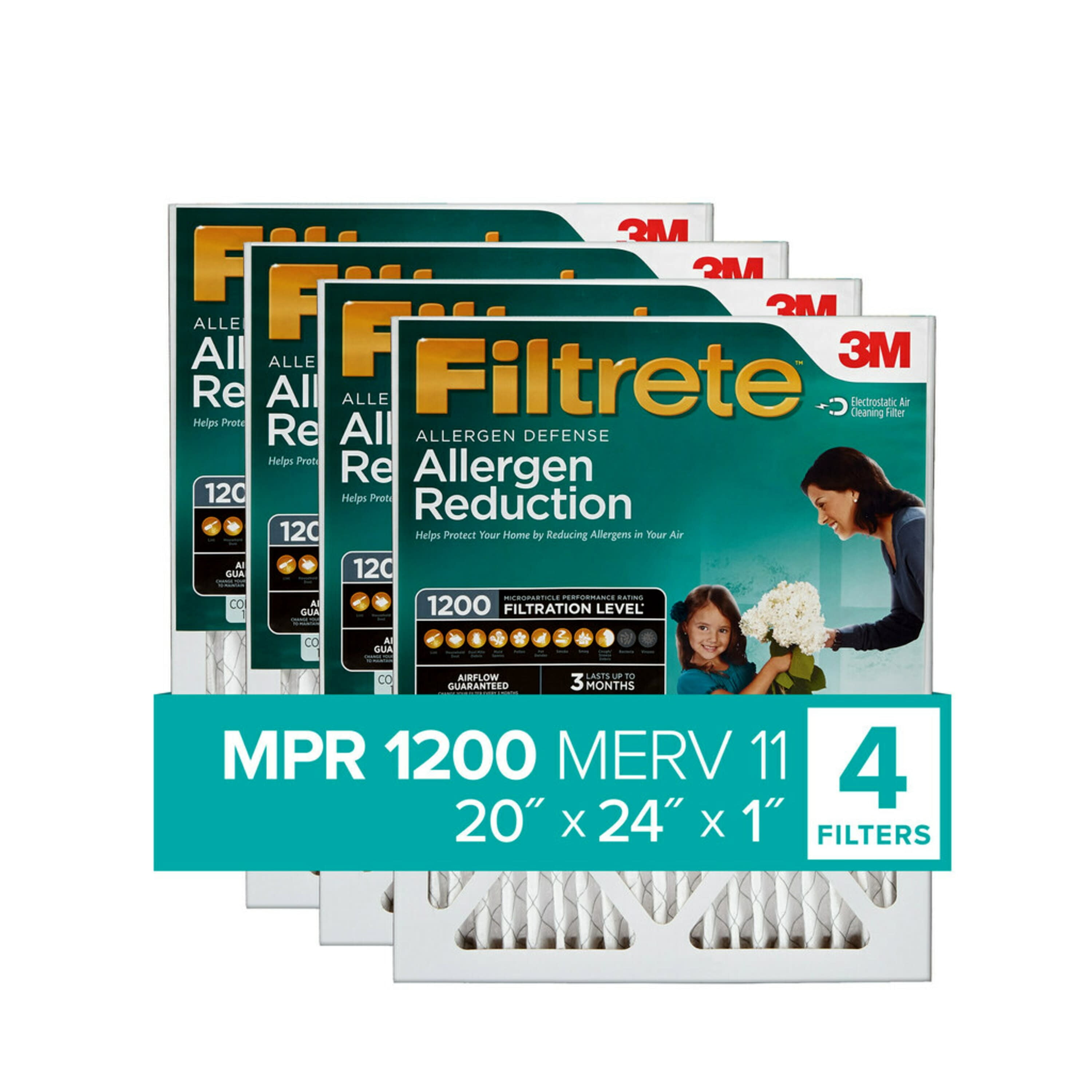 Filtrete 20x24x1, Allergen Reduction HVAC Furnace Air Filter, 1200 MPR