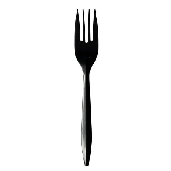 Boardwalk BWKFORKBLPP Plastic Fork Mediumweight Polypropylene Cutlery - Black (1000/Carton)