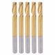 thumbnail image 1 of 5-Piece Single Flute Spiral End Mills, Titanium Coated, HSS Cutters, 4x12x45mm Metric Size, 1 of 5
