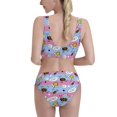 thumbnail image 3 of Daiia Bees And Daisies Striped printed 2 piece Swimsuit Bikinis for Women High Waisted Racerback Bathing Suits Summer Tummy Control Scoop Neck Swimwear-Small, 3 of 8