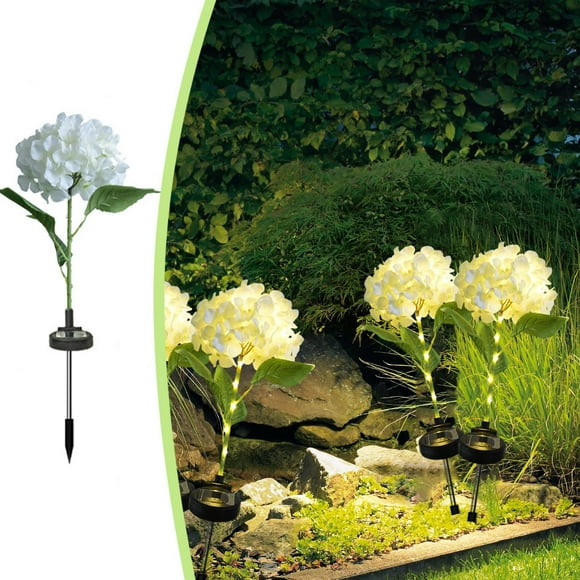 Lámpara Solar de Jardín con Hortensias para Exterior | Luz Decorativa LED en Forma de Flor con Estaca | Multicolor | Plástico y Acero Resistente a la Intemperie | 20 LEDs | 26.77in