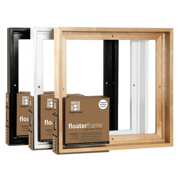 Ampersand Art Floaterframes Bold Edge (3/8" Face) 1-7/8" Frame Profile for 1-1/2" Deep Artwork 8" x 8", Maple