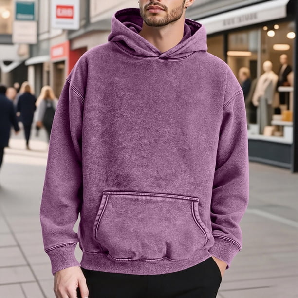 MHFRRA Sudadera con Capucha de Peso Pesado, Lavada, Suave y Cálida, con Bolsillo Frontal para Uso Informal Púrpura
