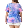 thumbnail image 3 of Agnes Orinda Women's Plus Size T-Shirts Round Neck Short Sleeve Multi Color Tie Dye Casual Tops 3X Pink Blue, 3 of 6