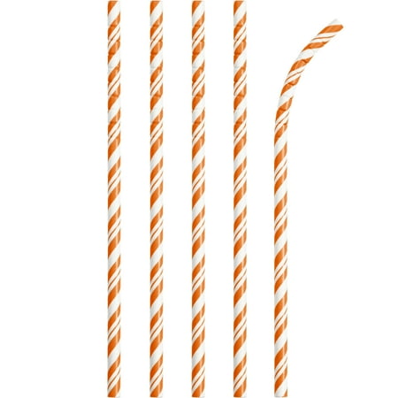 Straws PR Stripe SK Orng/Wh, 24 pk