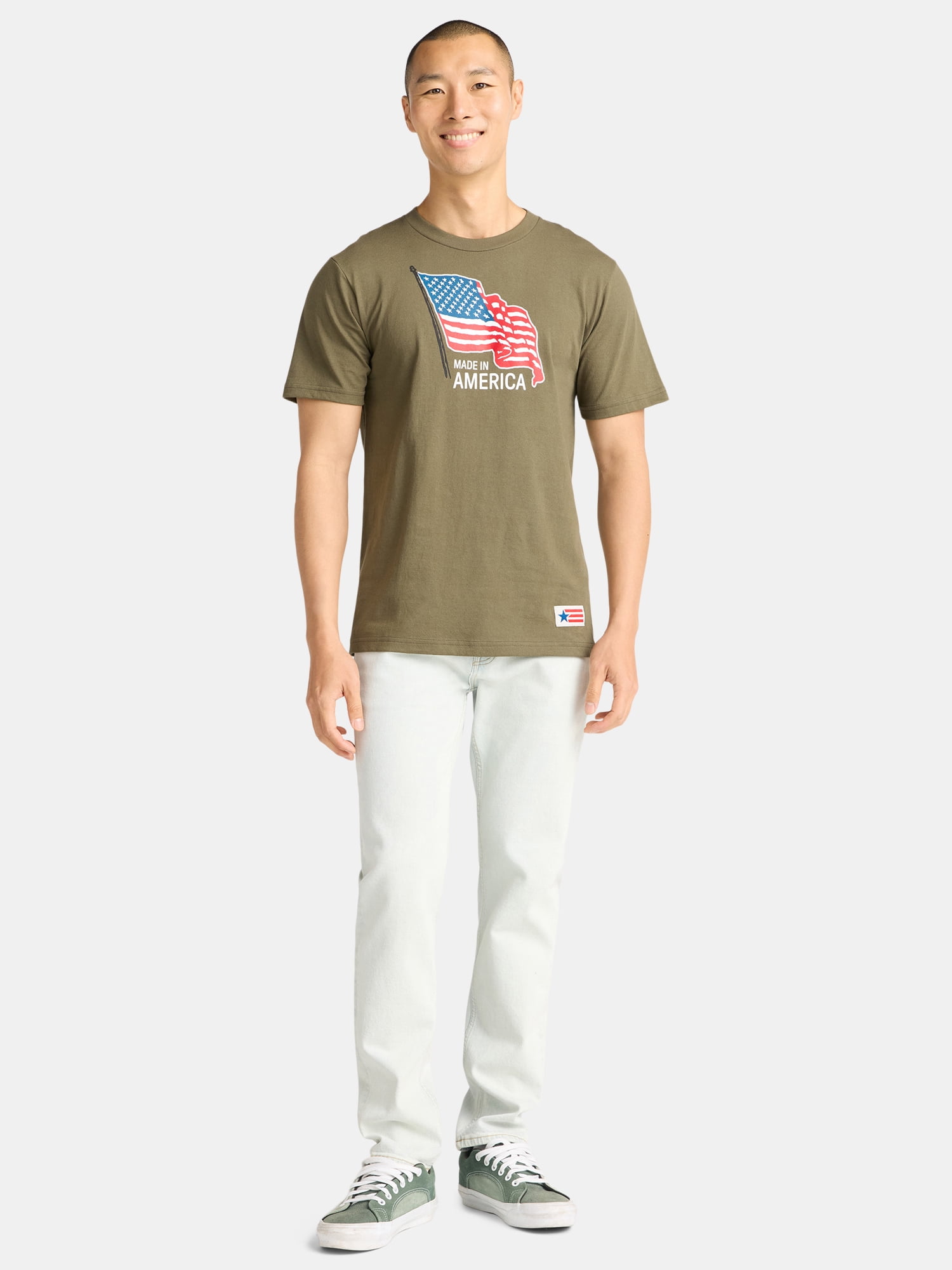 American Giant Unisex Patriotic USA Flag Cotton Tee Shirt, Men's Sizes XS-3XL