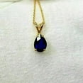thumbnail image 3 of 1Ct Lab Created Blue Sapphire Pear Cut Solitaire Pendant 14k Yellow Gold Plated 18" Chain, 3 of 3