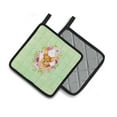 thumbnail image 2 of Toy Terrier Green Flowers Pair of Pot Holders, 2 of 4