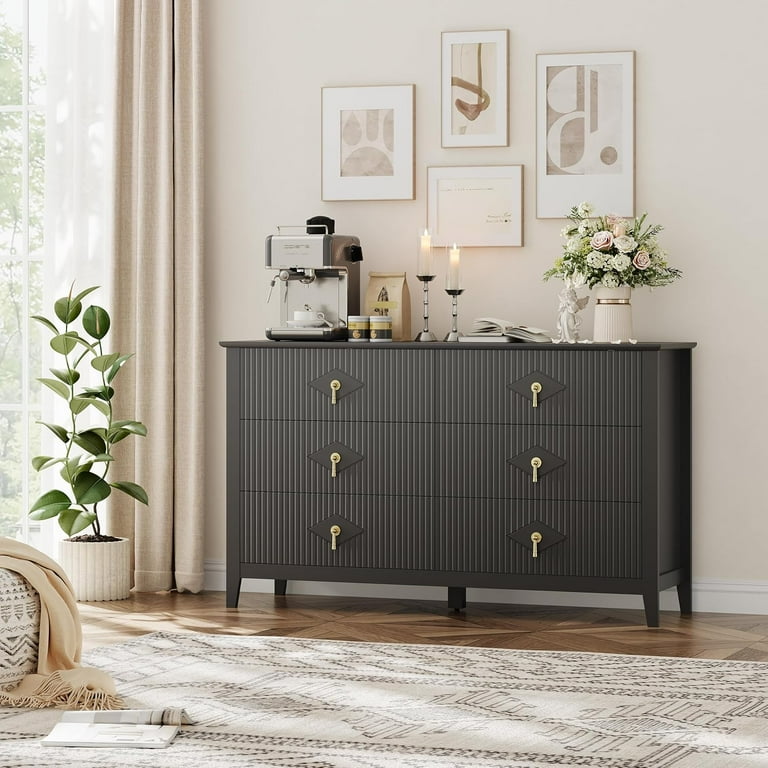 extra long modern dresser M optimized Dresser for Bedroom with 6 Drawers, 54
