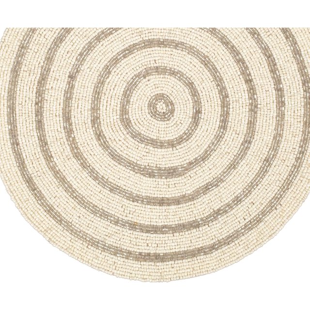 PinesC Napperons Ronds Perlés Blancs 13 Pouces Ronds, Napperons pour Table à Manger, Napperons Perlés, Napperons Perlés de Chargeur, Napperons Perlés de Vacances et de Noël, Cercle de Chargeur Scintillant Perlé Blanc Argent Ivo