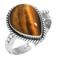 thumbnail image 1 of 925 Silver Ring For Women - Girls Brown Natural Tiger Eye Stone Silver Ring Size 5.5 June Birthstone Boho Silver Ring Size 5.5 Gift For Girl Friend On Engagement 925 Gemstone Silver Jewelry, 1 of 6