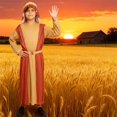 thumbnail image 3 of EnJoCho Kids Role Play Long Robe with Head Scarf Biblical Nativit𝗒 𝖲hepherd Wise Man Dress Up Outfit for Boys Girls Christmas Pageant Performance, 3 of 8