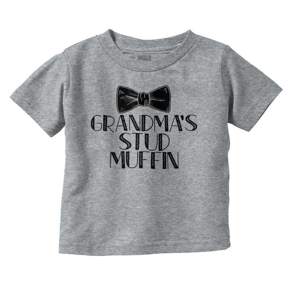 Grandma's Stud Muffin Cute Bow Tie Youth T Shirt Tee Boys Infant Toddler Brisco Brands 12M