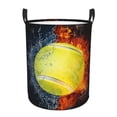 thumbnail image 1 of Balery Tennis Ball In Fire And Water Cesta de ropa redonda con asas, impermeable, independiente, para ropa, juguetes, dormitorio y familia-Small, 1 of 6