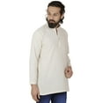 thumbnail image 6 of Handmade Men's Khadi Cotton Thigh Length Kurta Tunic Shirt Off-White;LG, 6 of 7