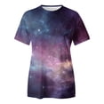 thumbnail image 5 of Womens Summer Tops Starry Night Print Women's Short Sleeve T Shirt Loose Fit Casual Crew Neck Top, 5 of 5