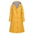 thumbnail image 4 of Staron Women's Long Hooded Waterproof Raincoat Lightweight Windproof Outdoor Travel Jacket with Pockets Adjustable Cuffs Casual Spring Fall Winter Coat Yellow L, 4 of 6