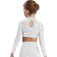 thumbnail image 4 of vastwit Kids Girls Sparkly Rhinestone Sheer Mesh Long Sleeve Shirt Skating Gymnastics Lyrical Dance Crop Top White 16, 4 of 4