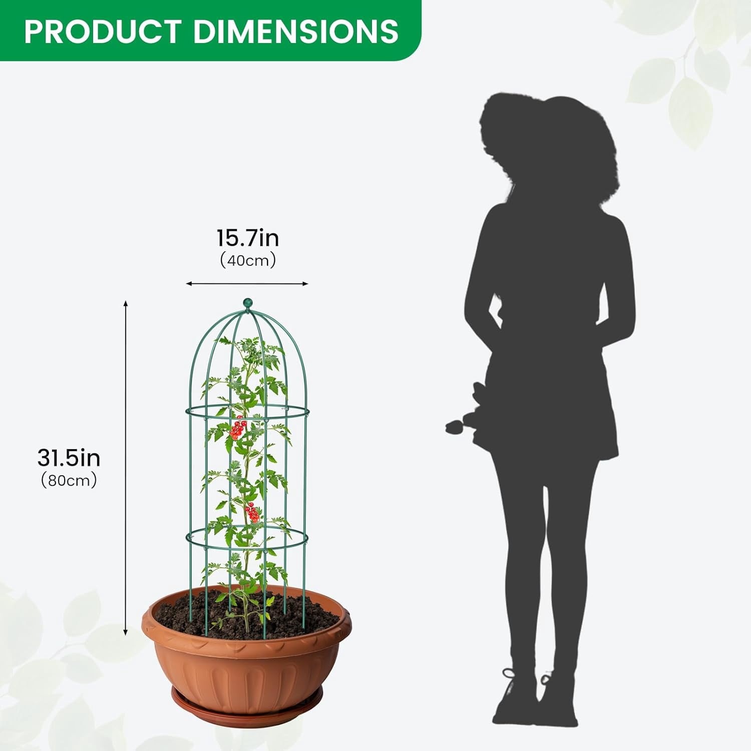 Zikebtuy 3 Pack Bird Cage Plant Support, 31.5" H Large Metal Plants Support Frame for Tomatoes Peonies Lily Rose and Other Flopping Flowers Garden Decor for Outdoor Plants Flowers Vegetables, Green
