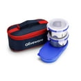 thumbnail image 1 of oliveware Aroma Stainless Steel Lunch Box, Leak Proof, 2 Container with BPA Free Air-Tight Lid (350ml & 350ml), Plastic Roti Box (450ml) - Blue, 1 of 1