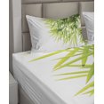 thumbnail image 2 of Bamboo Print Sheet Set, Bamboo Leaf Illustration for Wellbeing Health Fresh Purity Tranquil Art, Fitted and Flat Sheet with Pillowcases Bedding Accent 4 Piece Set, Calking, Green White, by Ambesonne, 2 of 4