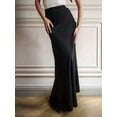 thumbnail image 4 of Women'S Satin High Waisted Maxi Skirts Hidden Zip A Line Long Skirt Black S, 4 of 8