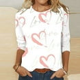 AnuYalue 3/4 Length Sleeve Women Top Casual Love Heart Graphic