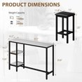 thumbnail image 2 of 4-Piece Bar Table and Chairs Set, 57.1” Faux Marble Behind Couch Table with 3 Upholstered PU Stools and 2 Tier Storage Shelves, Space-Saving Bar Tables with Stools for Home, Apartment (Black), 2 of 15