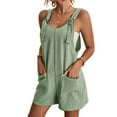thumbnail image 3 of Yolossia Plus Size S-4XL Womens Strappy Dungarees Overall Shorts Summer Loose Pockets Jumpsuit Romper, 3 of 3