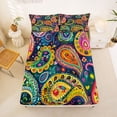 thumbnail image 5 of jejeloiu Colorful Paisley King Sheets For Men Women,Bohemian Pattern Bedding,Dark Multi,4pcs,1 Flat Sheet, 1 Fitted Sheet and 2 Pillowcases, 5 of 6